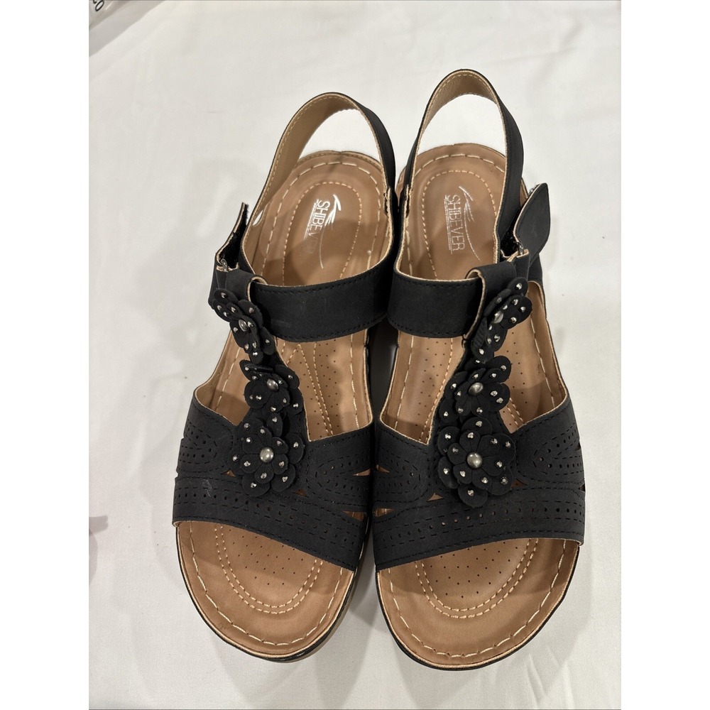 SHIBEVER Black Dressy Sandals  Women's Dressy Open Toe Casual Sandal Size 8